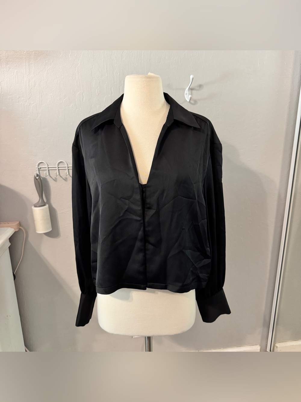 NWOT Dkny Black Satin Blouse